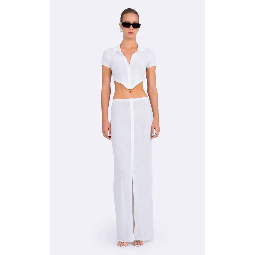 NEW NONCHALANT LABEL palmer polo crop top in white - Picture 2 of 4